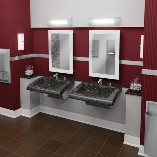Verge Red Room with Bradley Commercial Bathroom Accessories